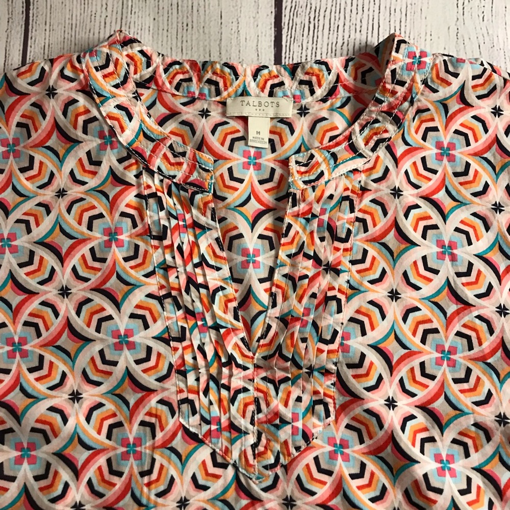 Talbots Geometric Print Lightweight Top - Picture 2 of 5